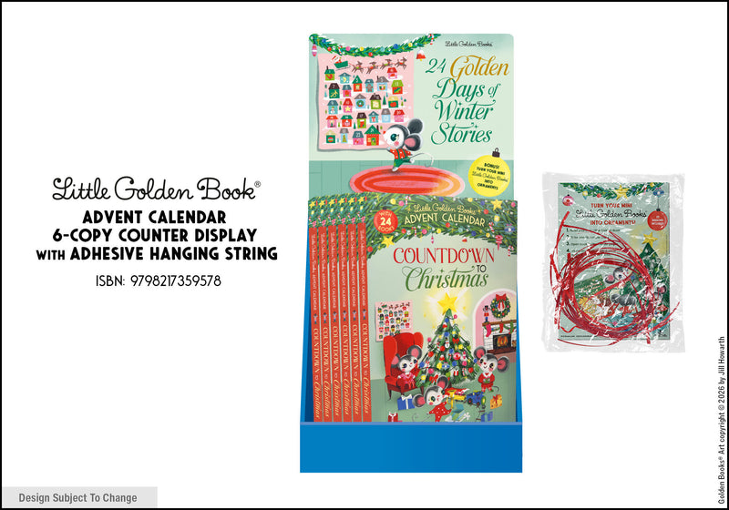 Little Golden Books Advent Calendar 6-Copy Counter Display w/ Adhesive Hanging S