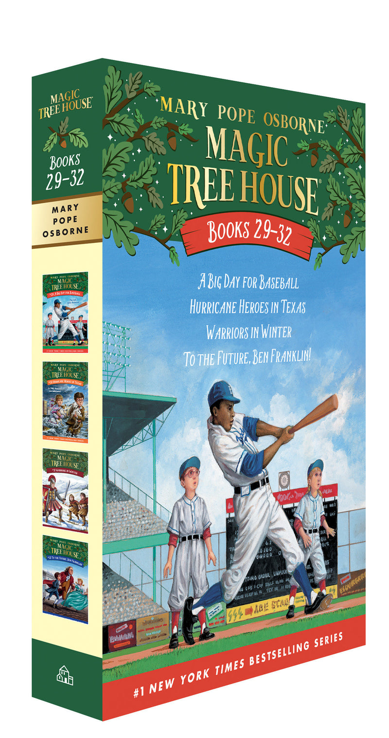 Magic Tree House Books 29-32 Boxed Set: A Big Day for Baseball; Hurricane Heroes in Texas; Warriors in Winter; To the Future, Ben Franklin!