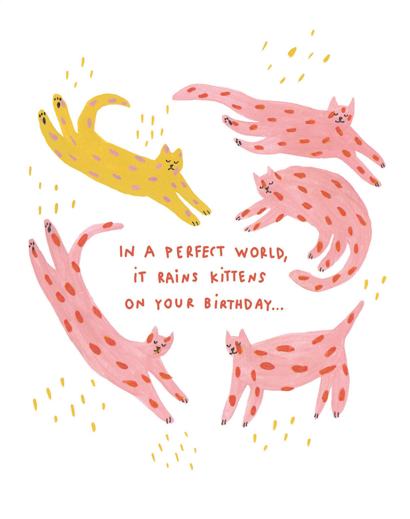 Love Muchly Greeting Cards: Belated Birthday - In a perfect world, it rains kittens (Pack of 6)