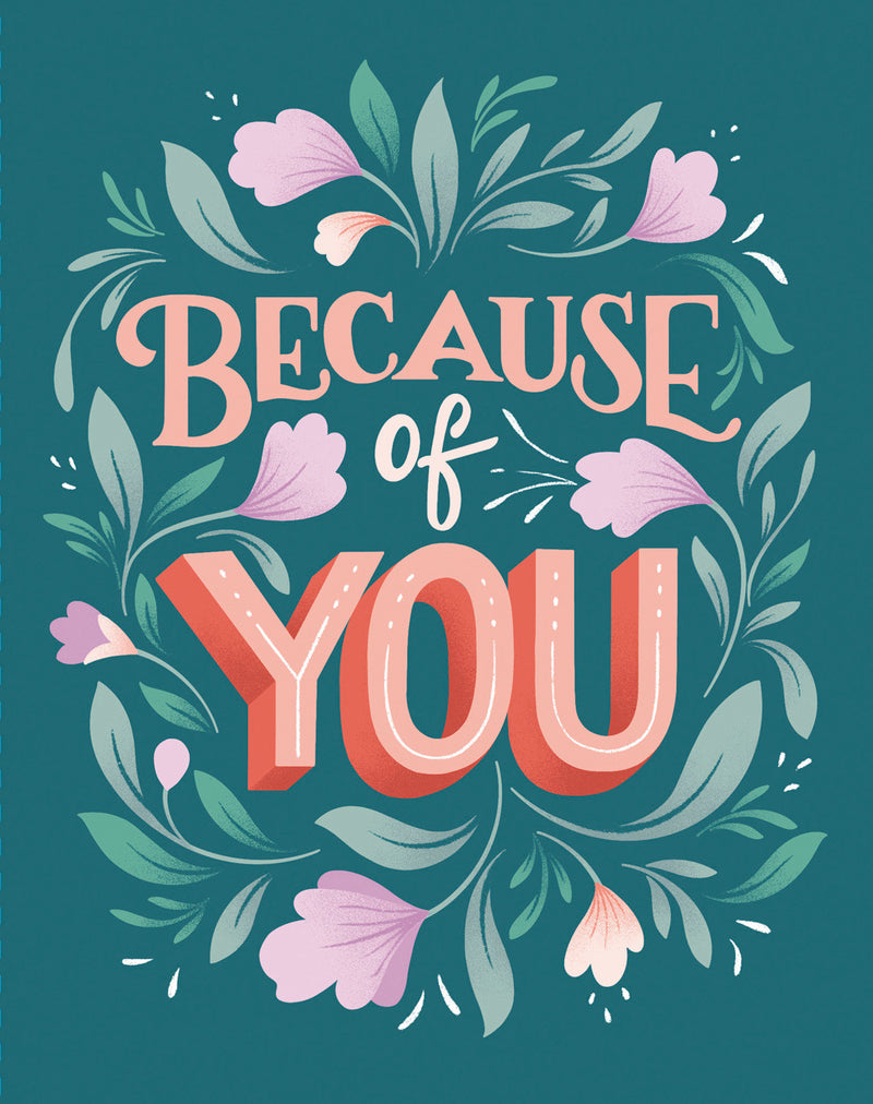 Love Muchly Greeting Cards: Thank You - Because of you (Pack of 6)