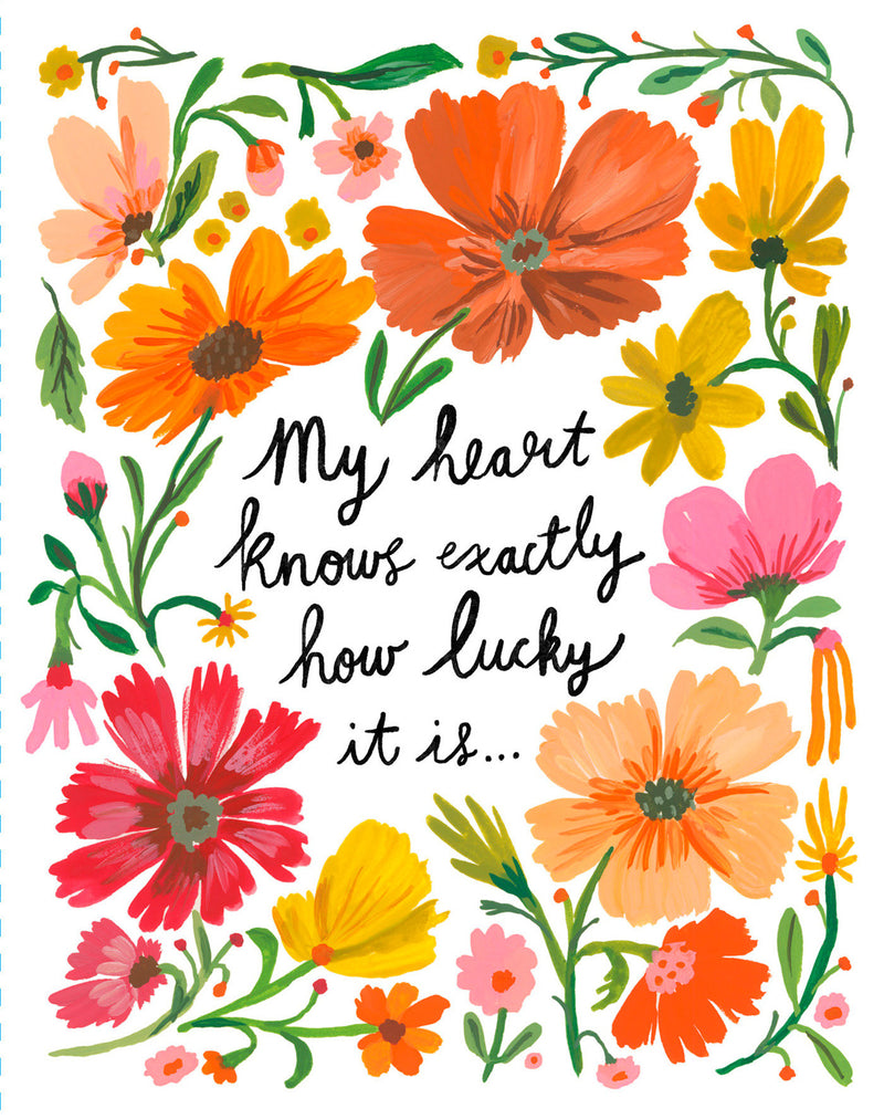 Love Muchly Greeting Cards: Love - My heart knows exactly how lucky it is (Pack of 6)