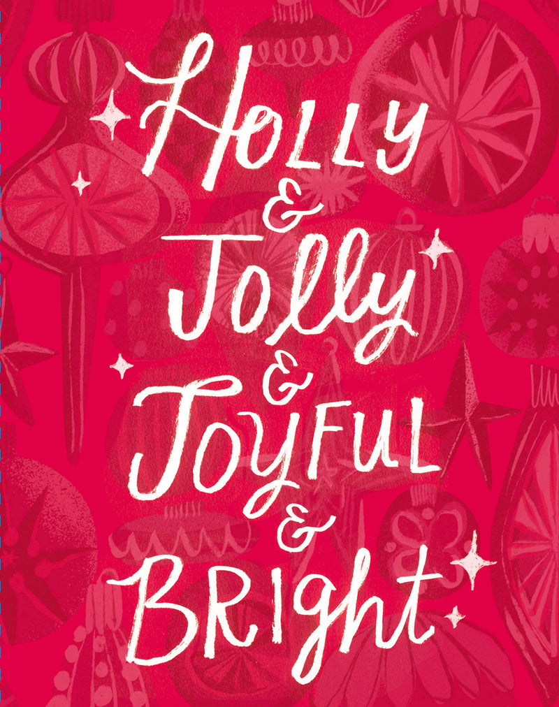 Love Muchly Greeting Cards: Holiday - Holly & jolly & joyful & bright (Pack of 6)