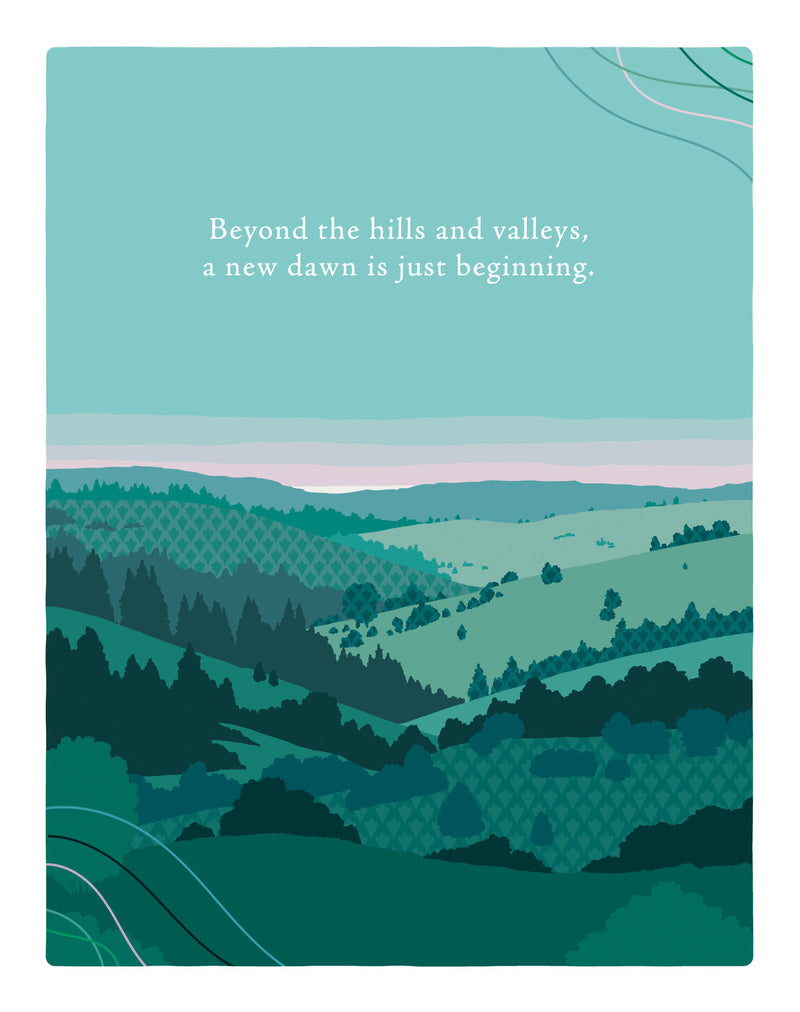 Positively Green Greeting Cards: Tough Times - Beyond the Hills and Valleys, a New Dawn Is Just Beginning (Pack of 6)