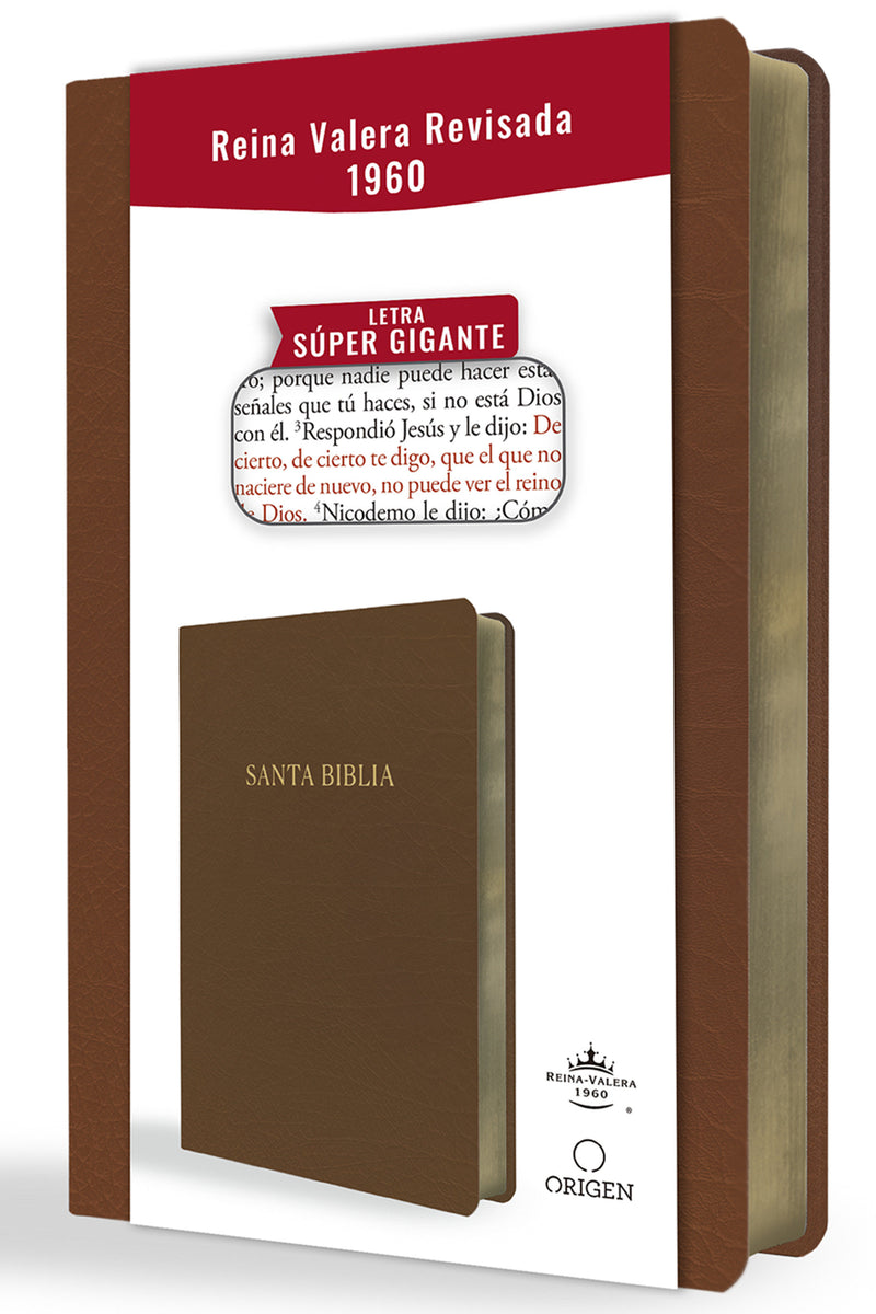 Biblia Reina Valera Revisada 1960 letra súper gigante, símil piel marrón / Spanish Bible RVR 1960 Super Giant Print, Brown Leathersoft