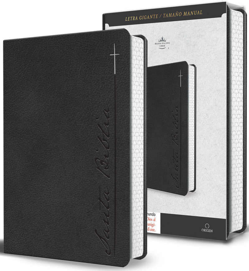 Biblia RVR 1960 Letra gigante, símil piel, gris (Edición cantos pintados)  / Spanish Bible RVR 1960 Giant Print Handy Size Leathersoft Gray with cross