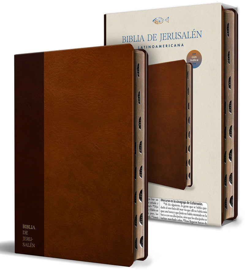 Biblia Católica Biblia de Jerusalén Latinoamericana símil piel marrón con índice / Spanish Catholic Jerusalem Bible, Brown leathersoft with Index