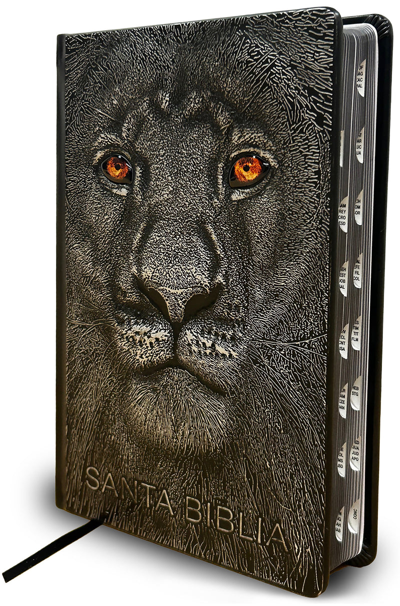 Biblia RVR 1960 Letra grande León de Judá edición especial plata con índice y canto negro / Spanish Bible RVR 1960 Large Print Imitation Leather Lion of J