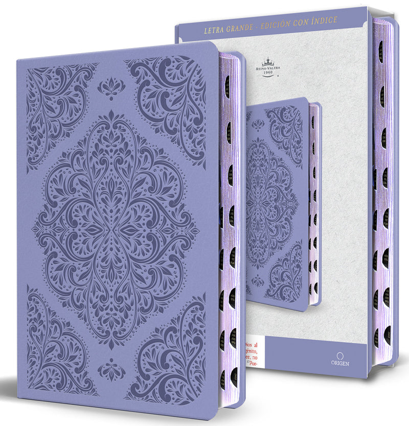Santa Biblia RVR 1960 letra grande tamaño manual, Símil piel lavanda, con índice / Spanish Bible RVR 1960 Handy Size Large Print Lavender Leathersoft