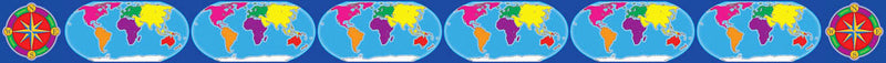 World Map & Compass Borders with Corners