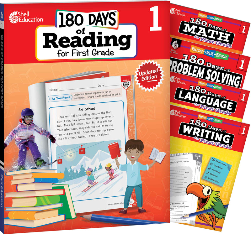 180 Days: Reading, Math, Language, Writing, & Problem Solving for Grade 1:  5-Book Set: Practice, Assess, Diagnose