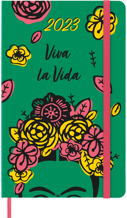 Moleskine Limited Edition 2023 Daily Planner Frida Kahlo, 12M, Large, Green, Hard Cover (5 x 8.25)