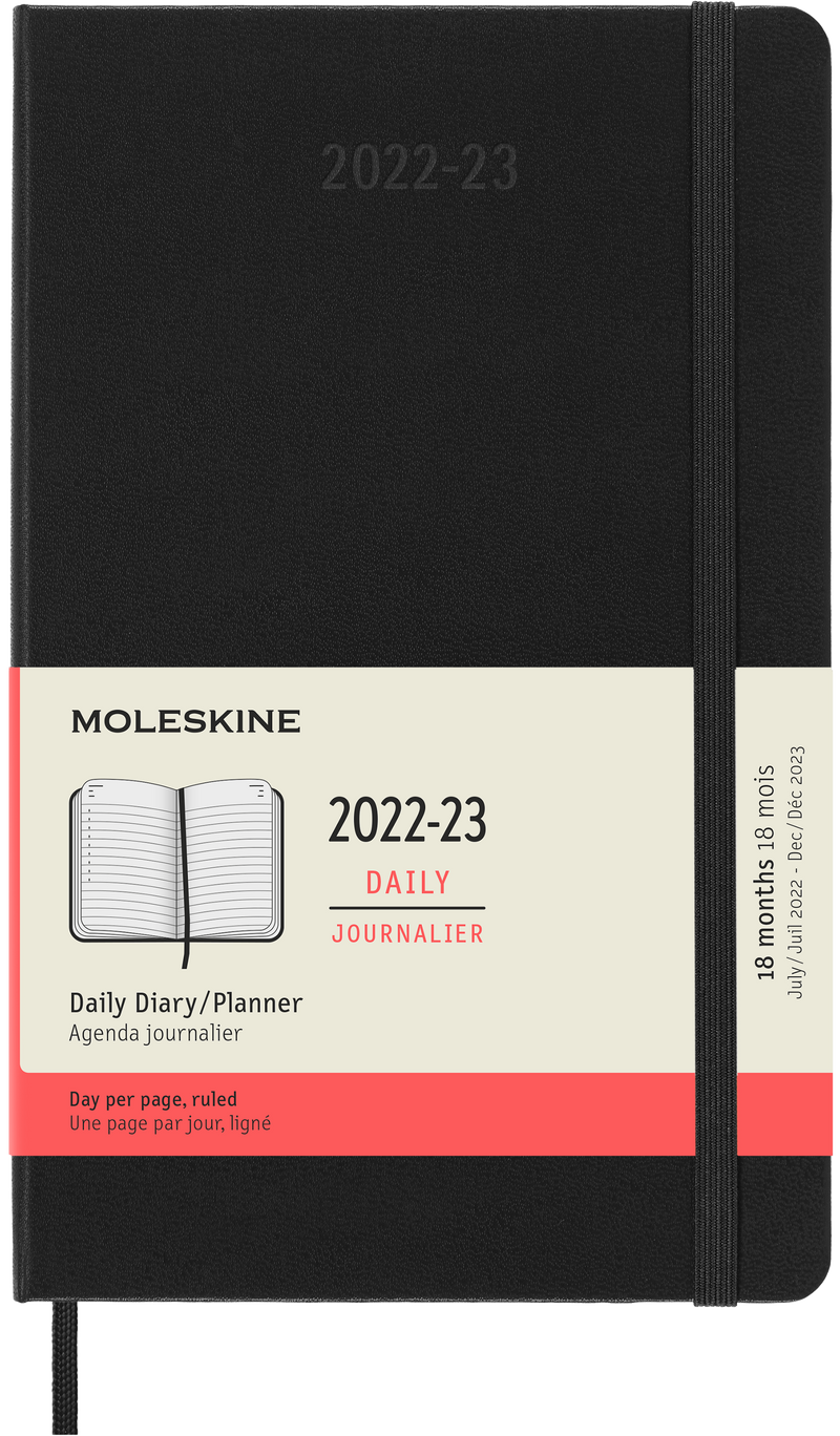 Moleskine 2023 Daily Planner, 18M, Large, Black, Hard Cover (5 x 8.25)
