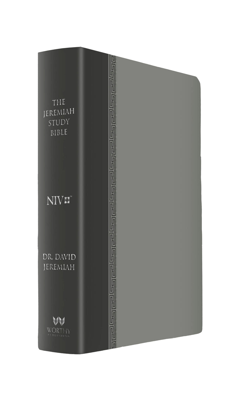 The Jeremiah Study Bible, NIV: (Gray w/ burnished edges) LeatherLuxe®