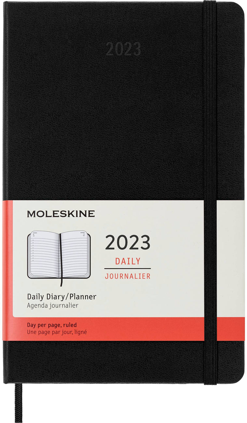 Moleskine 2023 Daily Planner, 12M, Large, Black, Hard Cover (5 x 8.25)