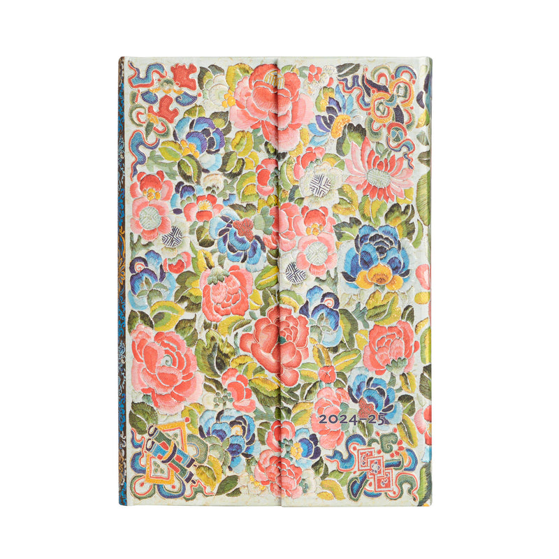 Paperblanks | 2024–2025 Weekly Planner | Pear Garden | Peking Opera Embroidery | 18-Month | Mini | Horizontal | Wrap | 208 Pg | 80 GSM