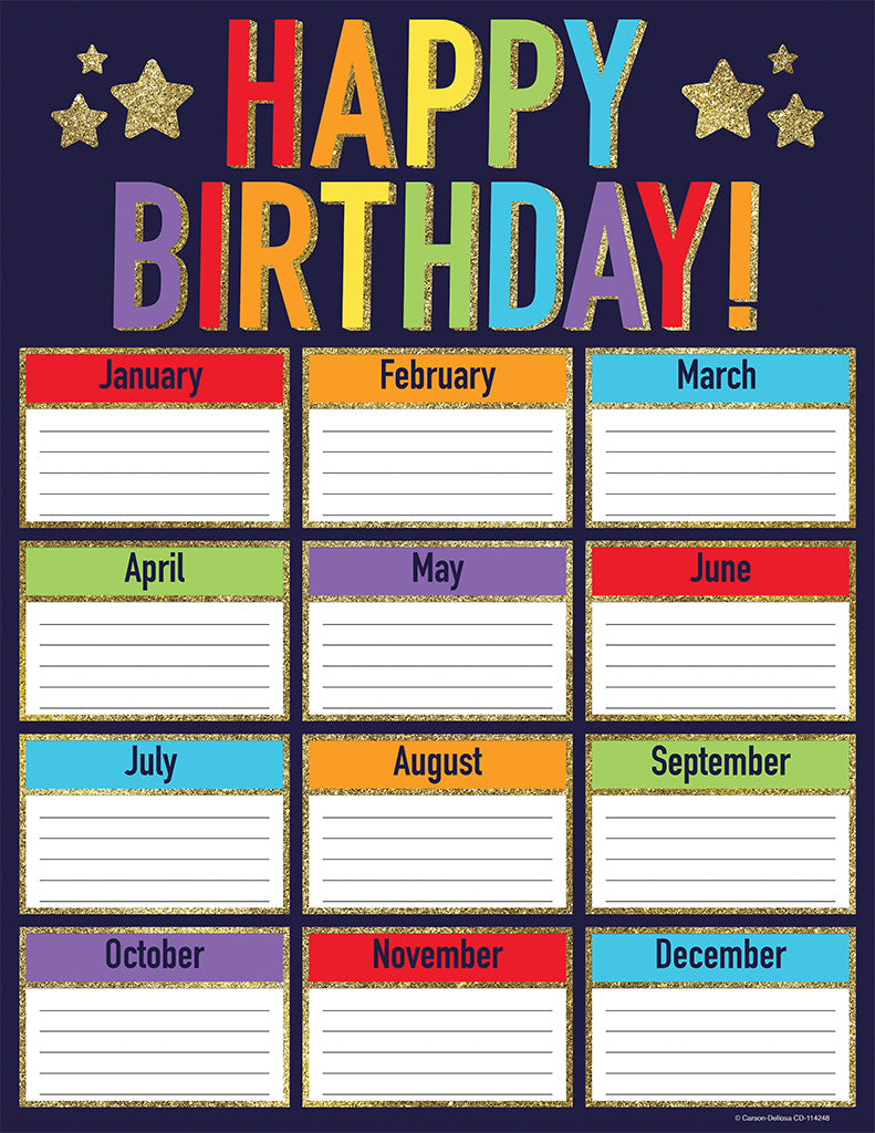 Sparkle and Shine Glitter Birthday Chart