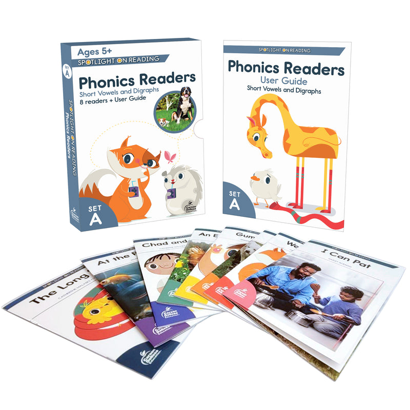 Spotlight on Reading Phonics Readers Set A: Short Vowels and Digraphs
