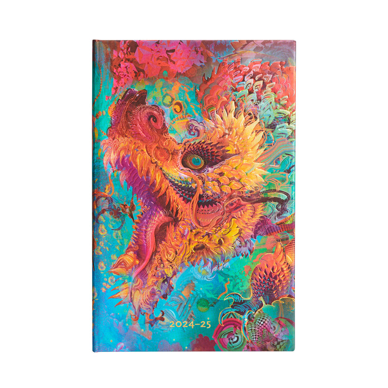Paperblanks | 2024–2025 Weekly Planner | Humming Dragon | Android Jones Collection | 18-Month | Maxi | Vertical | Elastic Band | 208 Pg | 80 GSM