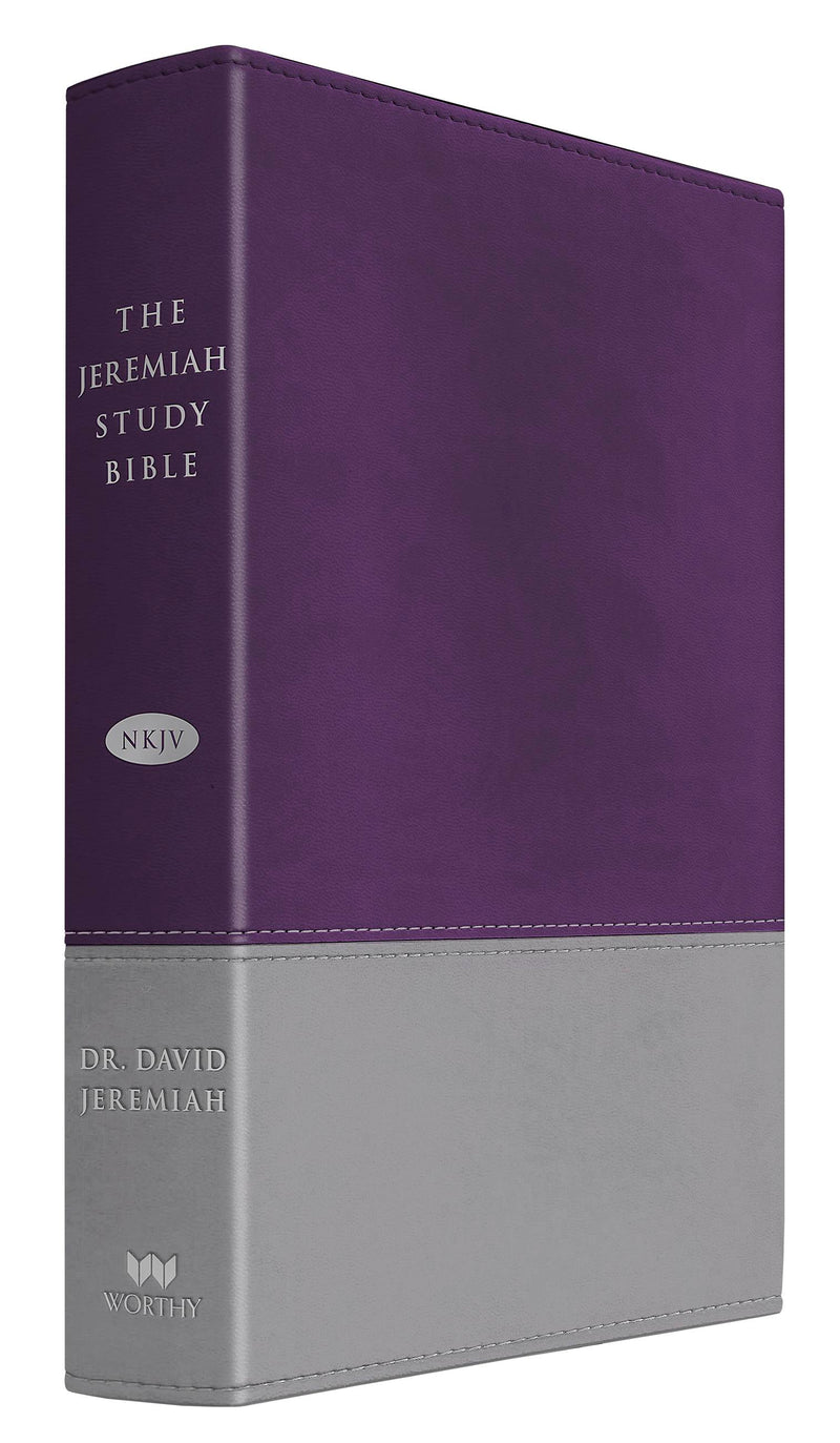 The Jeremiah Study Bible, NKJV: Gray/Purple LeatherLuxe®