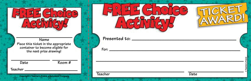 Free Choice Activity Ticket Awards