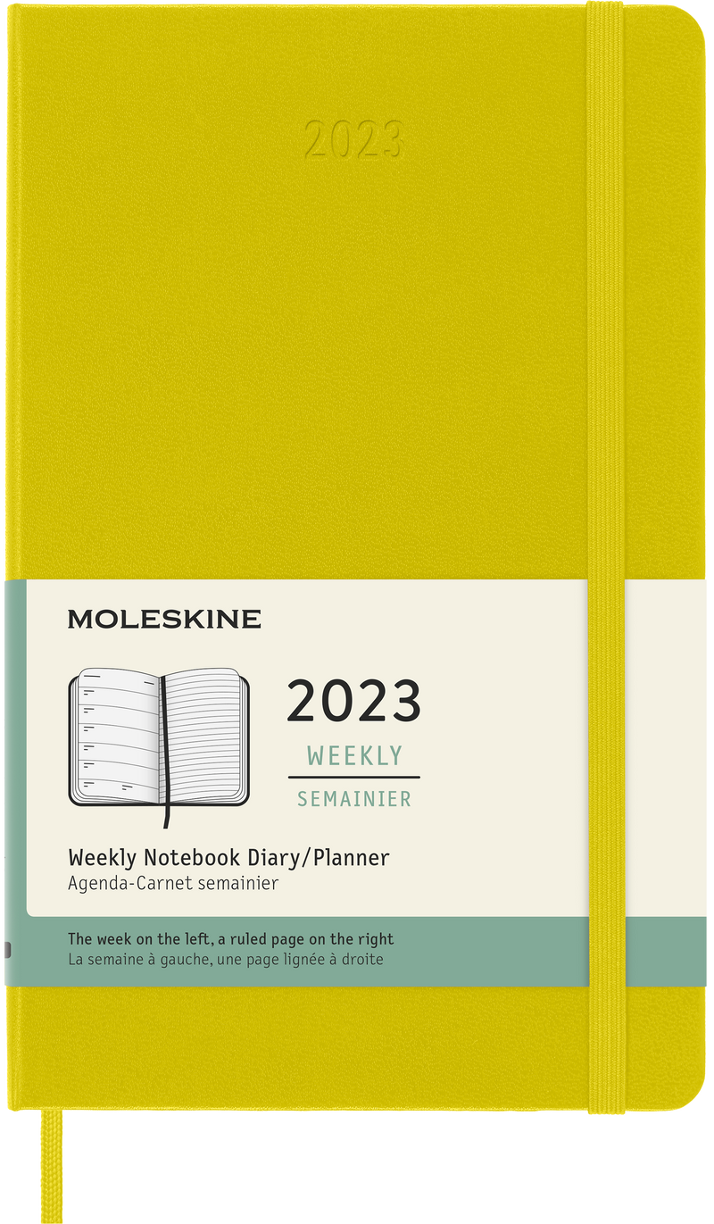 Moleskine 2023 Weekly Notebook Planner, 12M, Large, Hay Yellow, Hard Cover (5 x 8.25)
