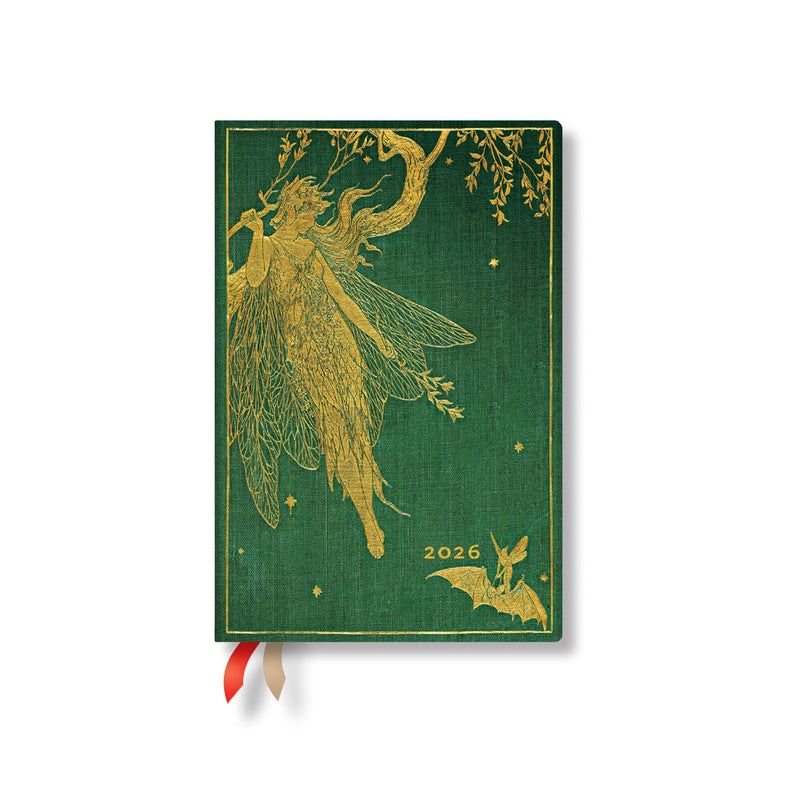 Paperblanks | 2026 Olive Fairy | Lang's Fairy Books | 12-Month Planner | Mini | Day-at-a-Time | Elastic Band | 416 Pg | 80 GSM