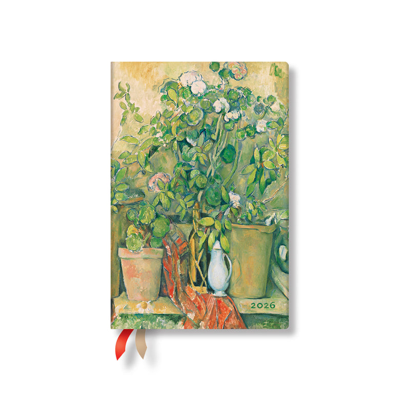 Paperblanks | 2026 Cezanne's Terracotta Pots and Flowers | Cezanne's Terracotta Pots and Flowers | 12-Month Planner | Mini | Horizontal | Elastic Band | 160 Pg | 100 GSM