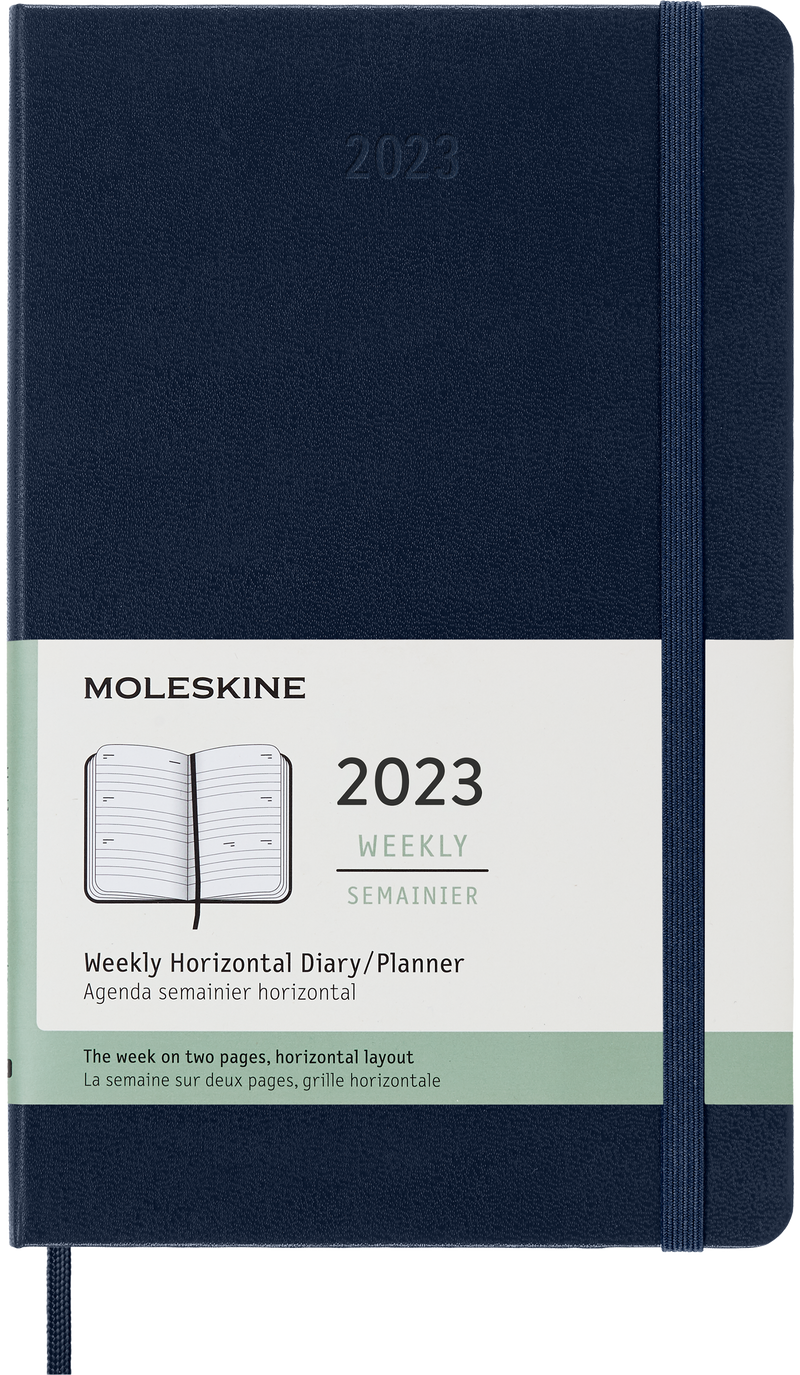 Moleskine 2023 Weekly Horizontal Planner, 12M, Large, Sapphire Blue, Hard Cover (5 x 8.25)