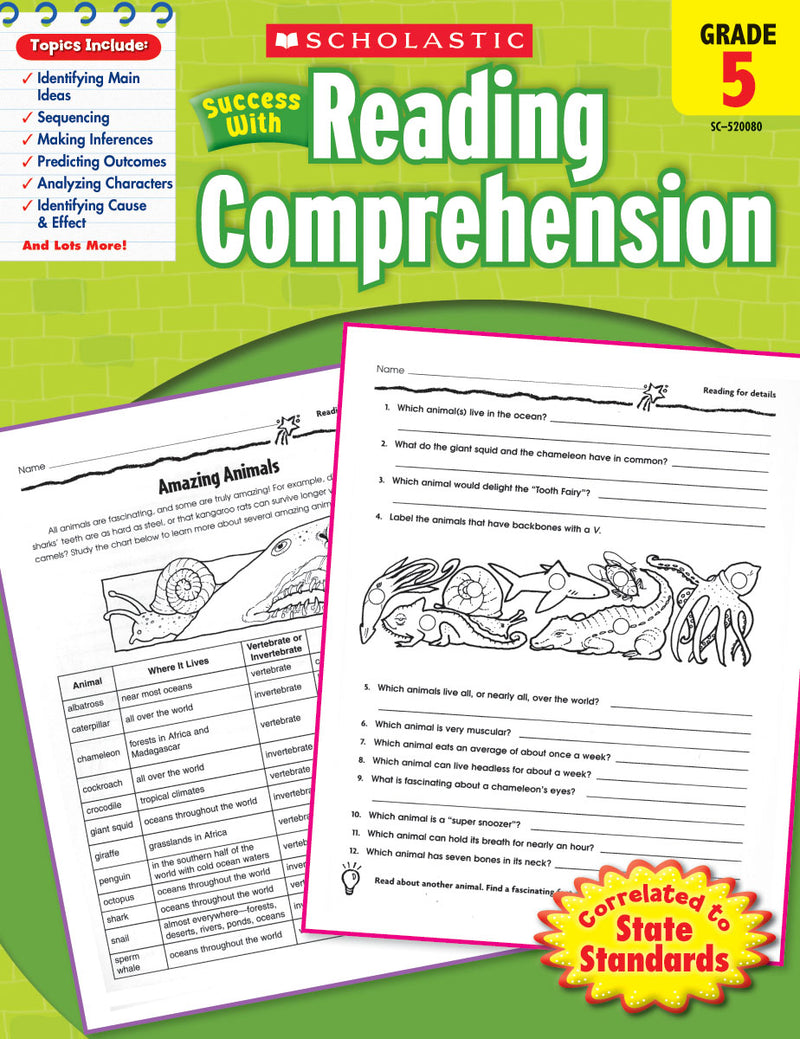 Scholastic Success With Reading Comprehension: Grade 5 Workbook