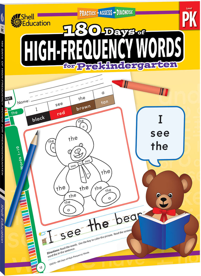 180 Days: High-Frequency Words for Prekindergarten: Practice, Assess, Diagnose