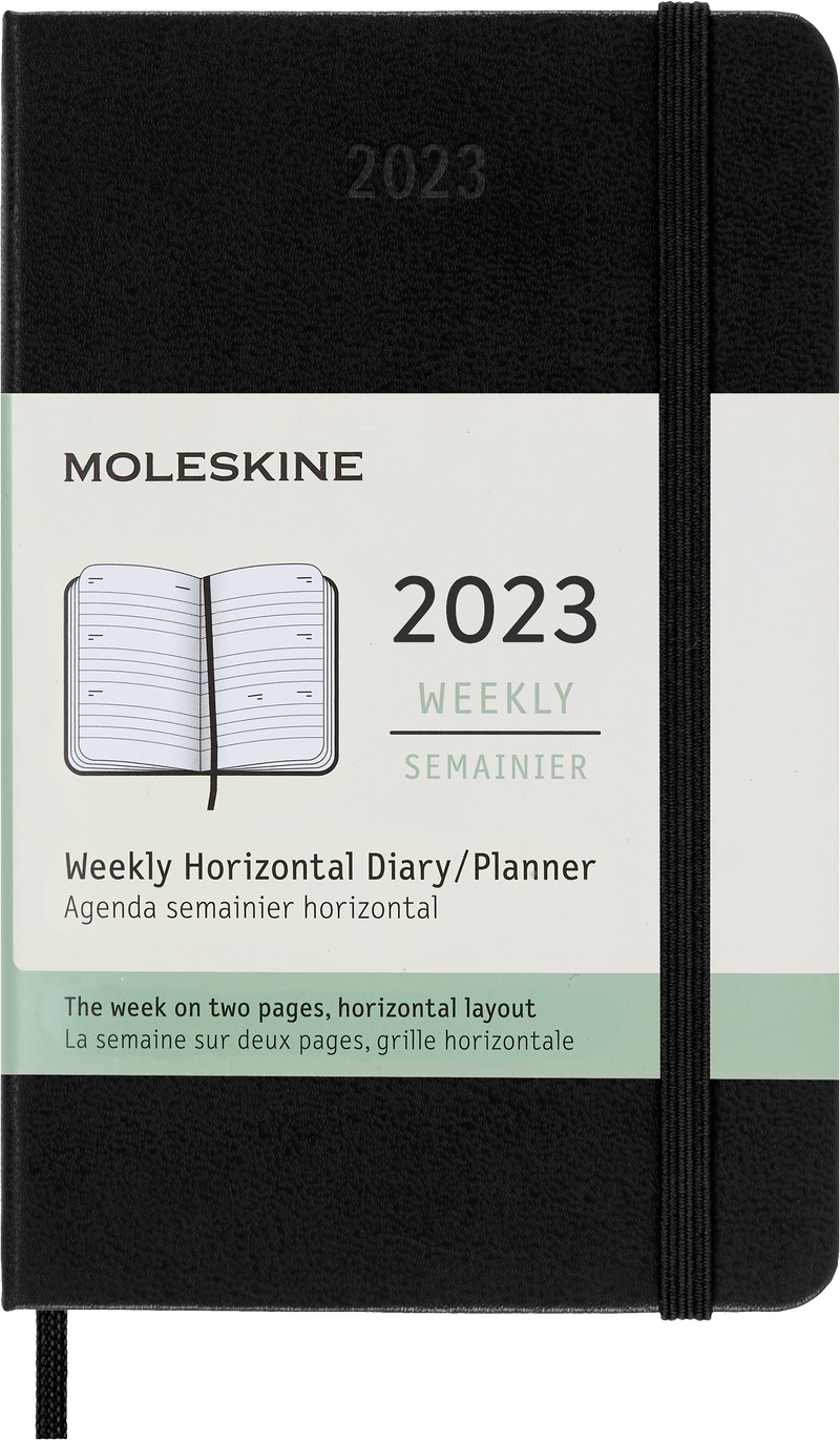 Moleskine 2023 Weekly Horizontal Planner, 12M, Pocket, Black, Hard Cover (3.5 x 5.5)