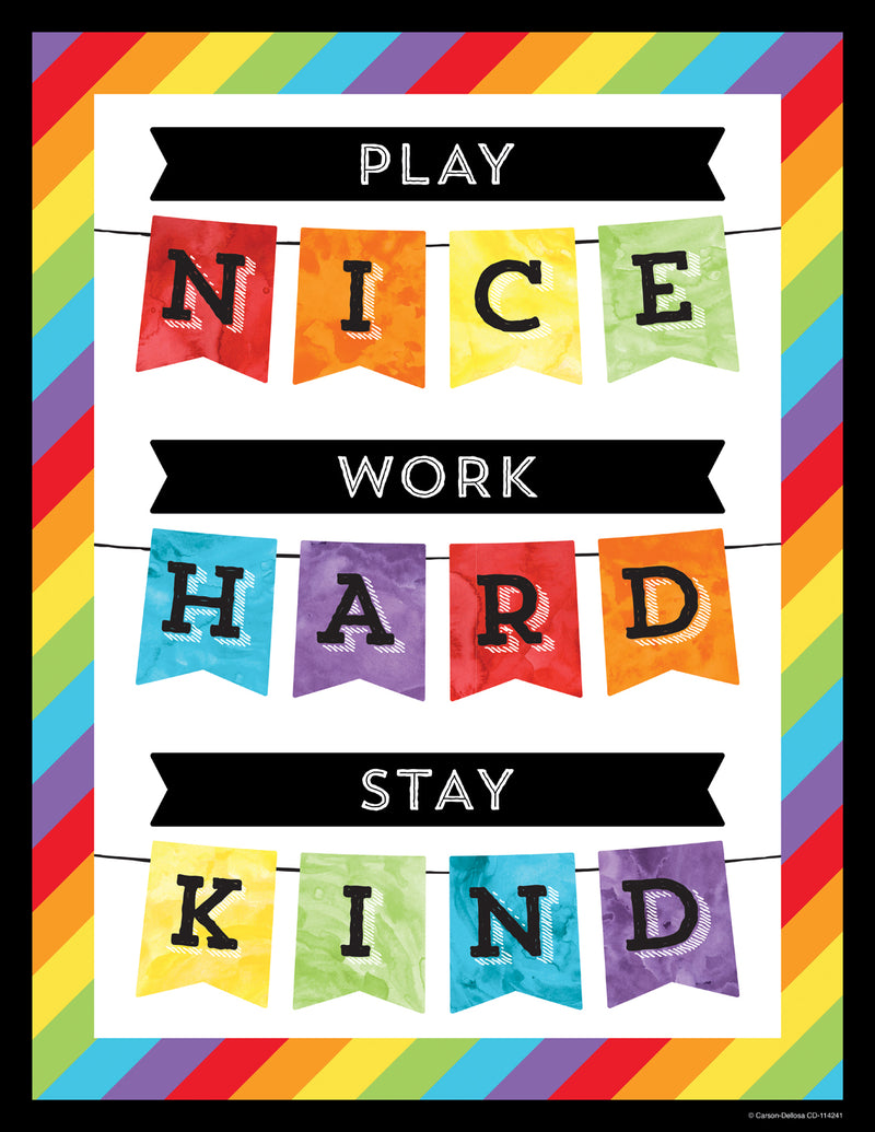 Celebrate Learning Play Nice Work Hard Stay Kind Chart