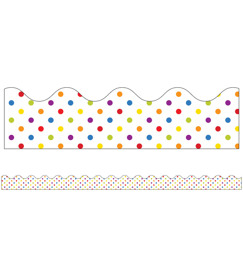 Super Power Rainbow Dots Scalloped Bulletin Board Borders