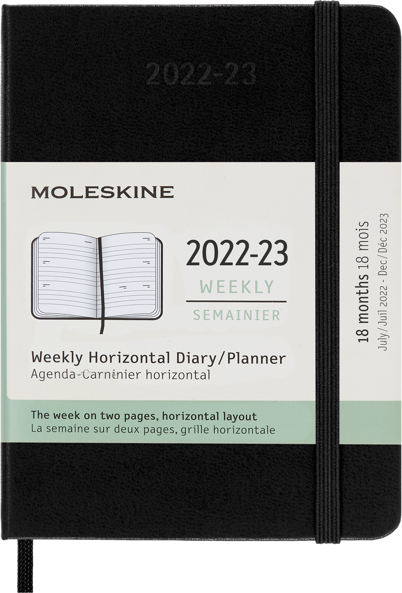Moleskine 2023 Weekly Horizontal Planner, 18M, Pocket, Black, Hard Cover (3.5 x 5.5)