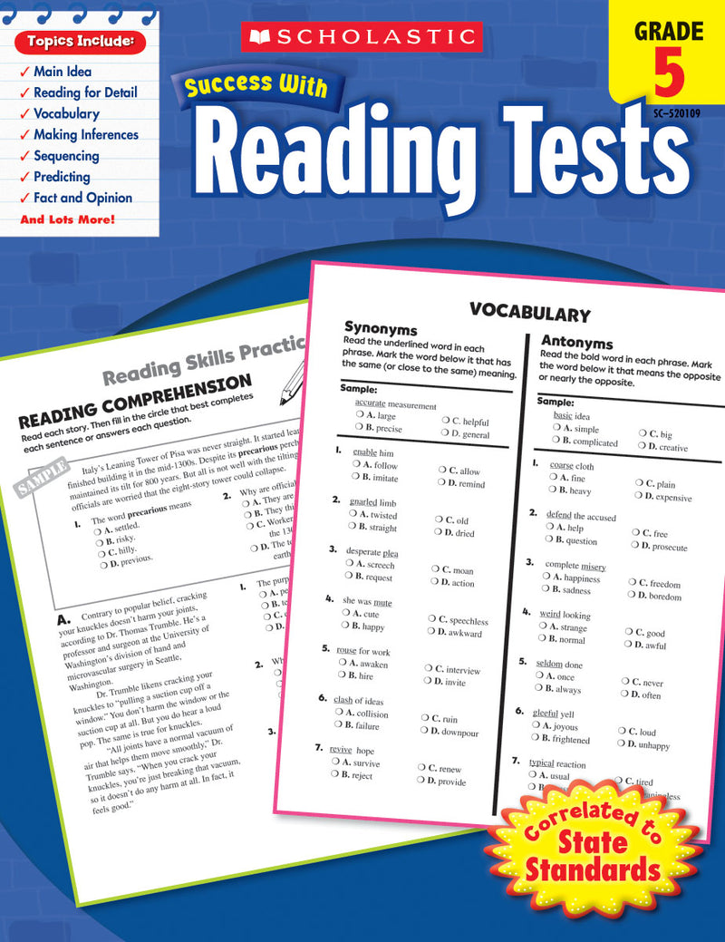 Scholastic Success With Reading Tests: Grade 5 Workbook
