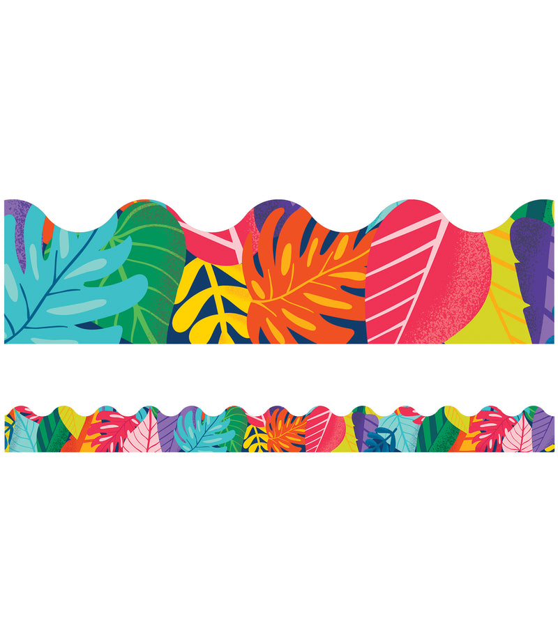 One World Colorful Leaves Scalloped Bulletin Board Borders