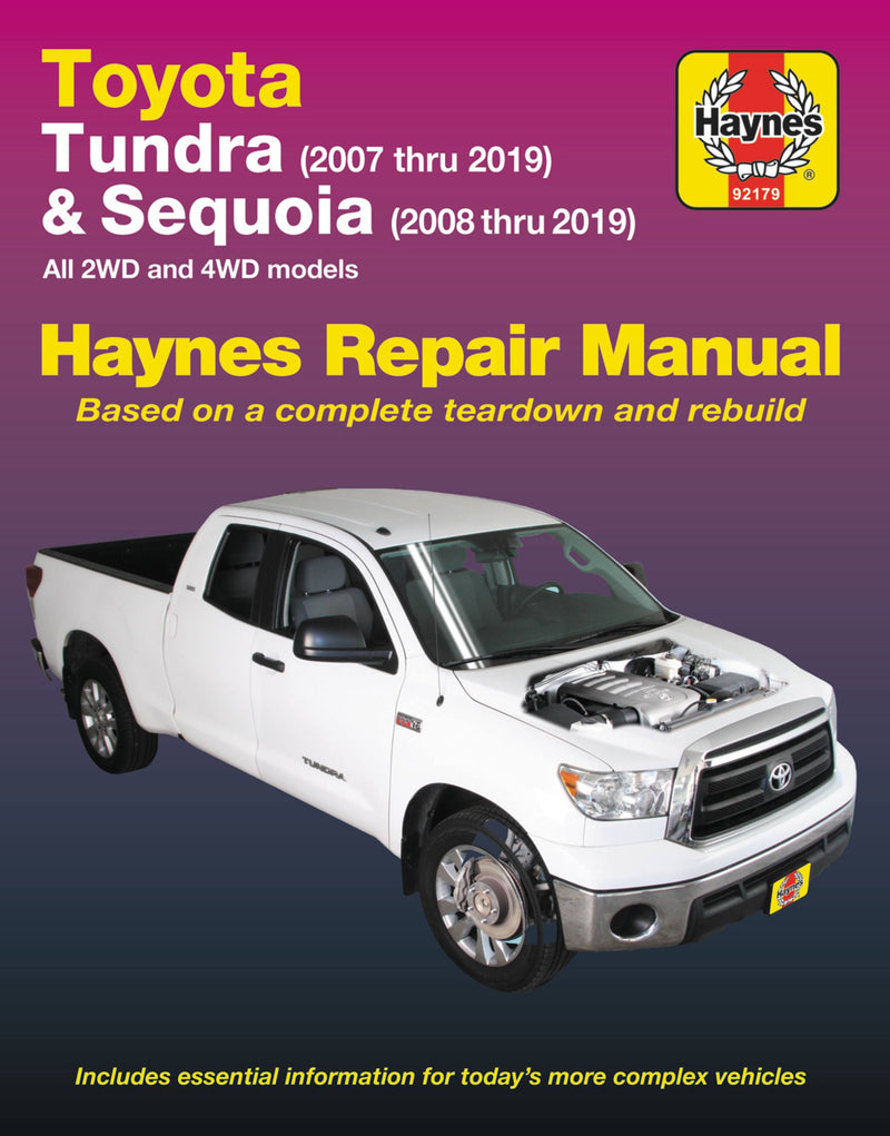 Toyota Tundra 2007 thru 2019 and Sequoia 2008 thru 2019 Haynes Repair Manual