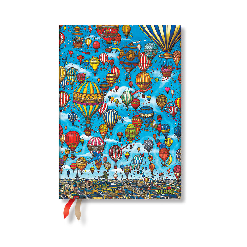 Paperblanks | 2026 Balloon Festival | Pierre the Maze Detective | 12-Month Planner Flexis | Midi | Day-at-a-Time | Elastic Band | 432 Pg | 80 GSM