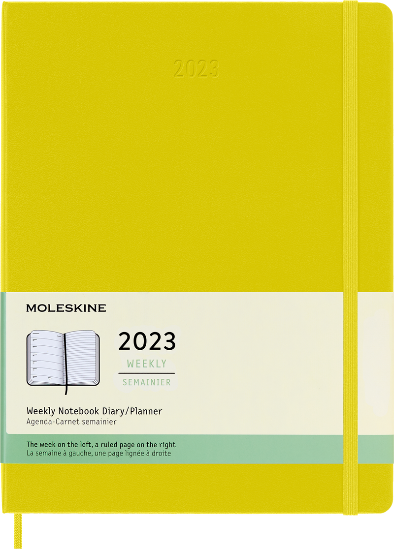 Moleskine 2023 Weekly Notebook Planner, 12M, Extra Large, Hay Yellow, Hard Cover (7.5 x 10)
