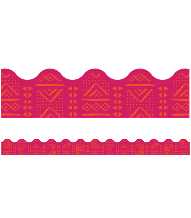 One World Pink Batik Scalloped Bulletin Board Borders
