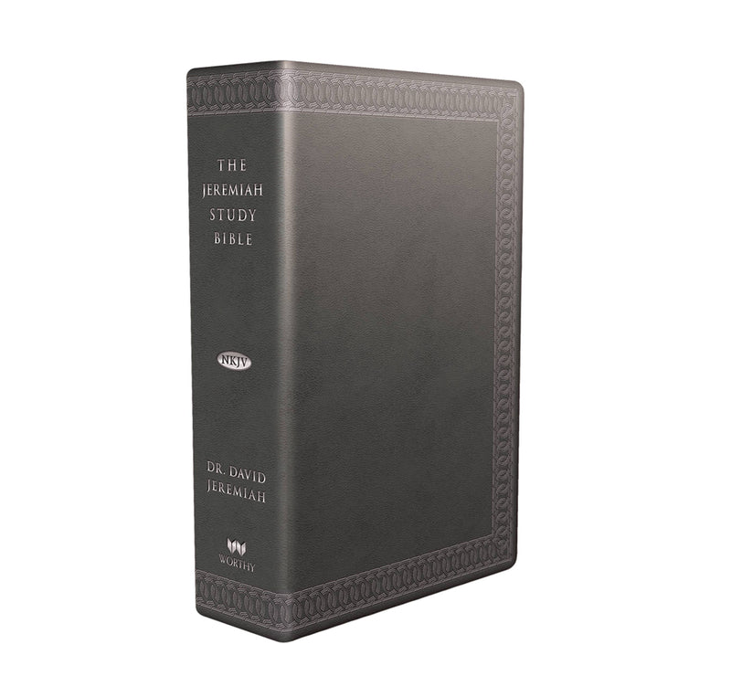 The Jeremiah Study Bible, NKJV: (Charcoal w/ burnished edges) LeatherLuxe® w/thumb index