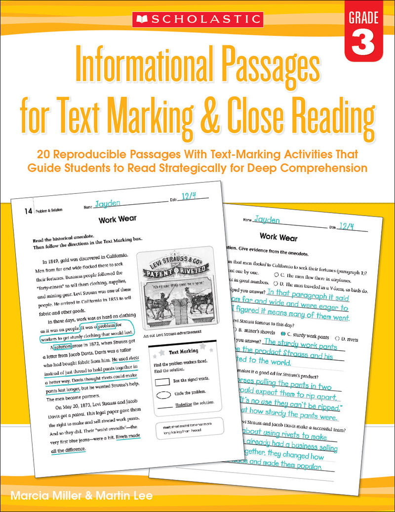 Informational Passages for Text Marking & Close Reading: Grade 3