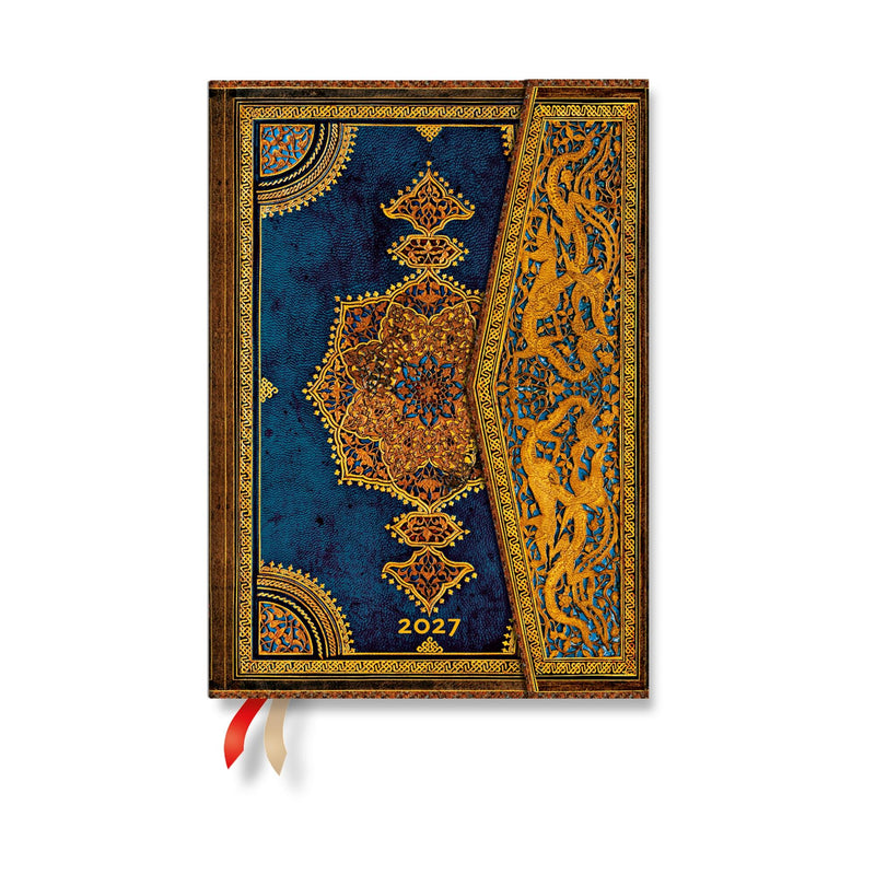2027 Safavid Indigo Midi Vertical Hardcover 12-Month Weekly Planner, 160pg, 100GSM by Paperblanks (Safavid Binding Art)