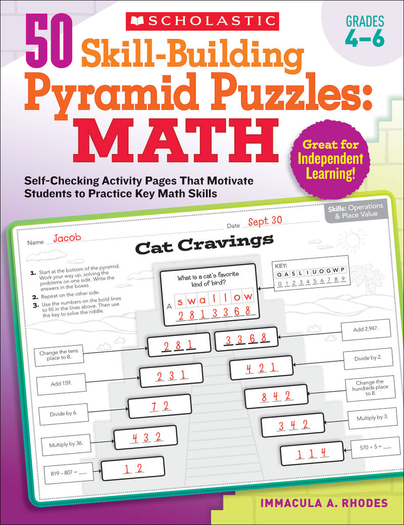 50 Skill-Building Pyramid Puzzles: Math: Grades 4–6