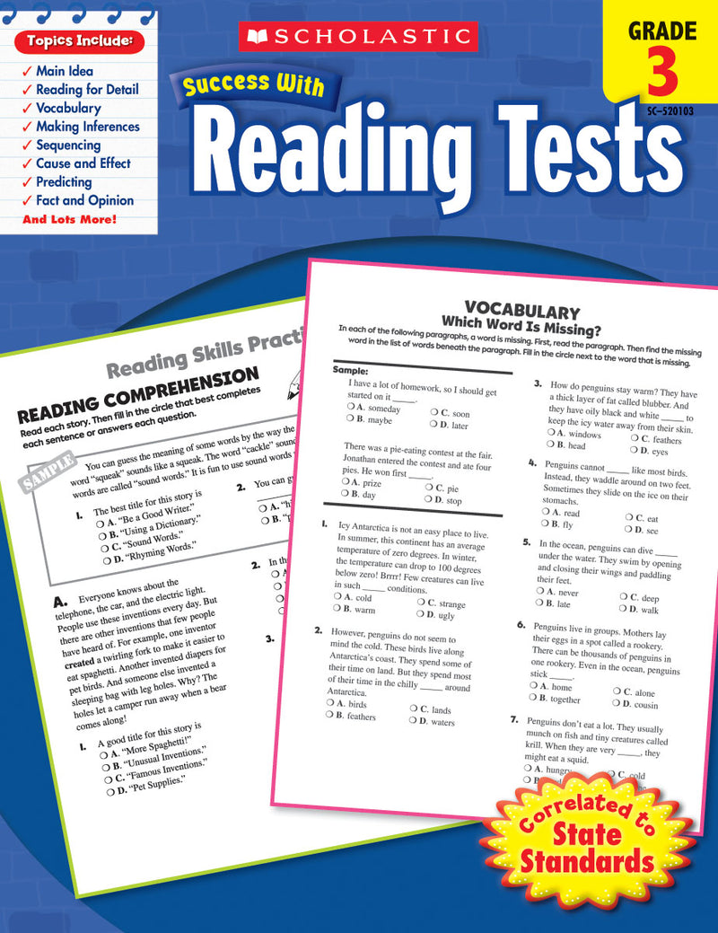 Scholastic Success With Reading Tests: Grade 3 Workbook