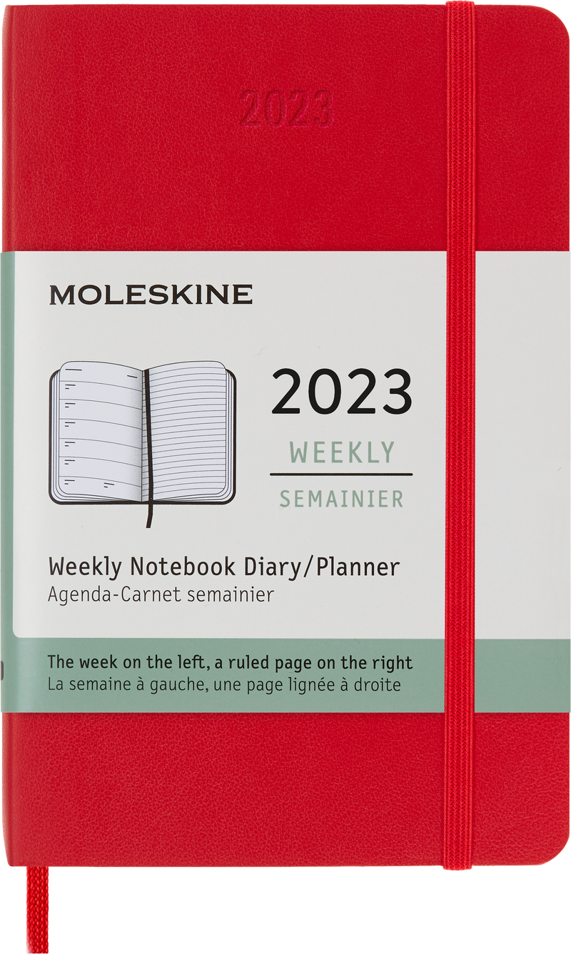 Moleskine 2023 Weekly Notebook Planner, 12M, Pocket, Scarlet Red, Soft Cover (3.5 x 5.5)