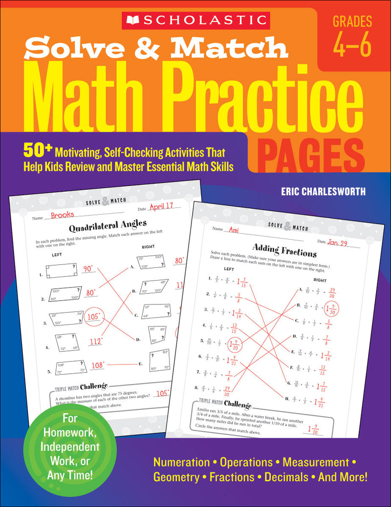 Solve & Match Math Practice Pages