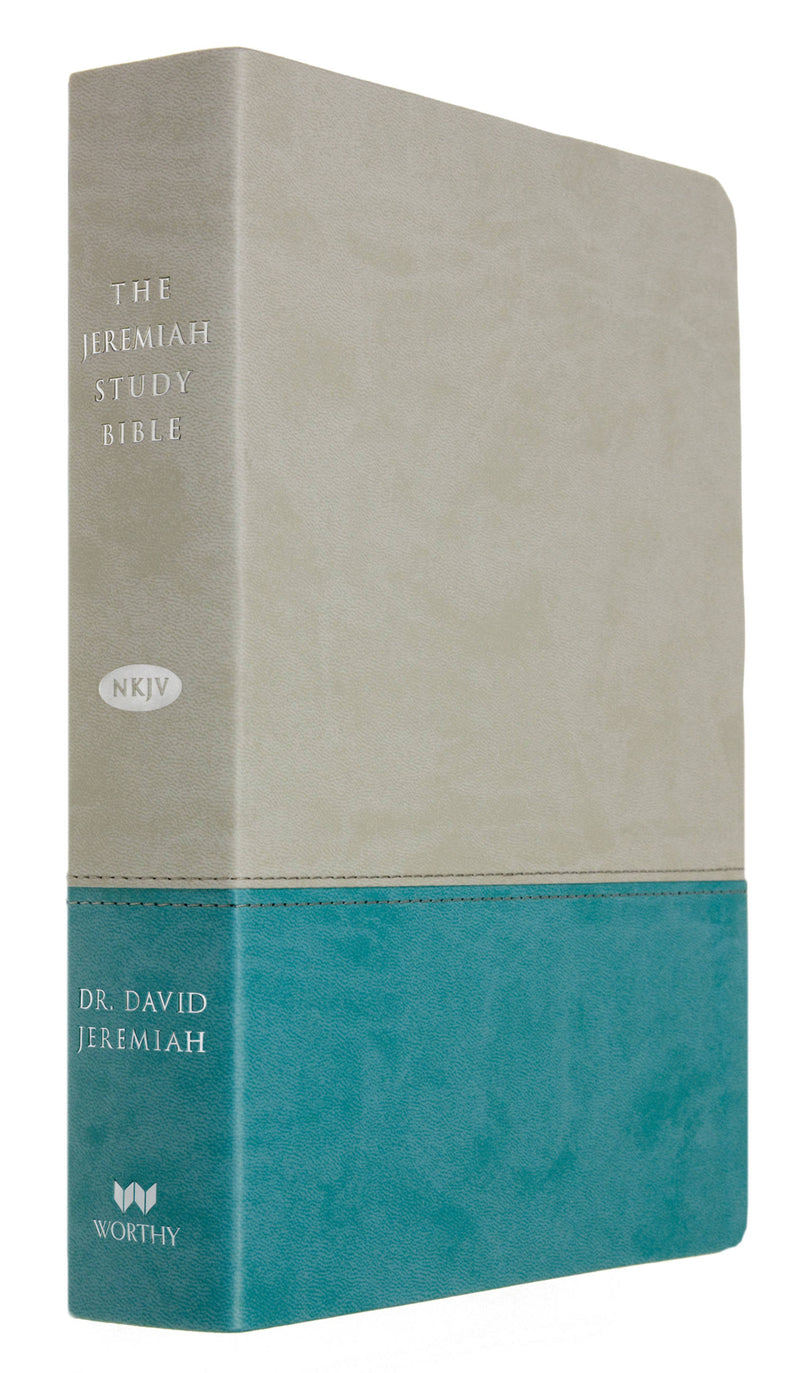 The Jeremiah Study Bible, NKJV: Gray/Teal LeatherLuxe®