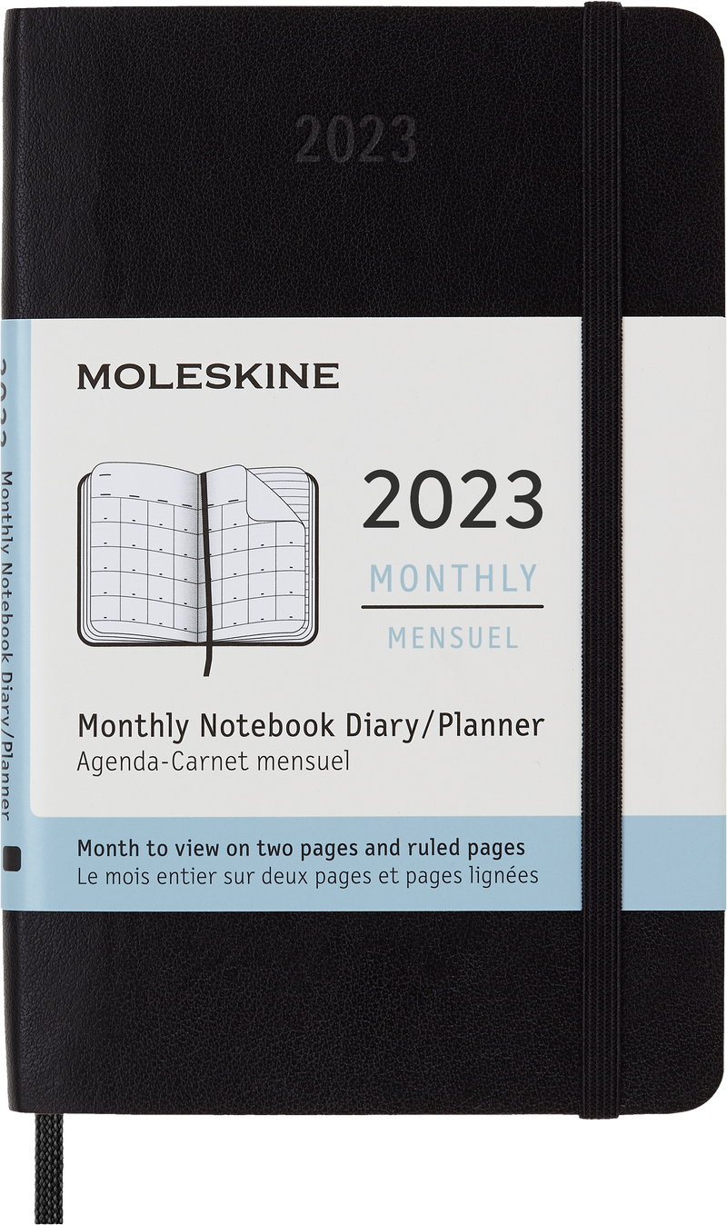 Moleskine 2023 Monthly Planner, 12M, Pocket, Black, Soft Cover (3.5 x 5.5)