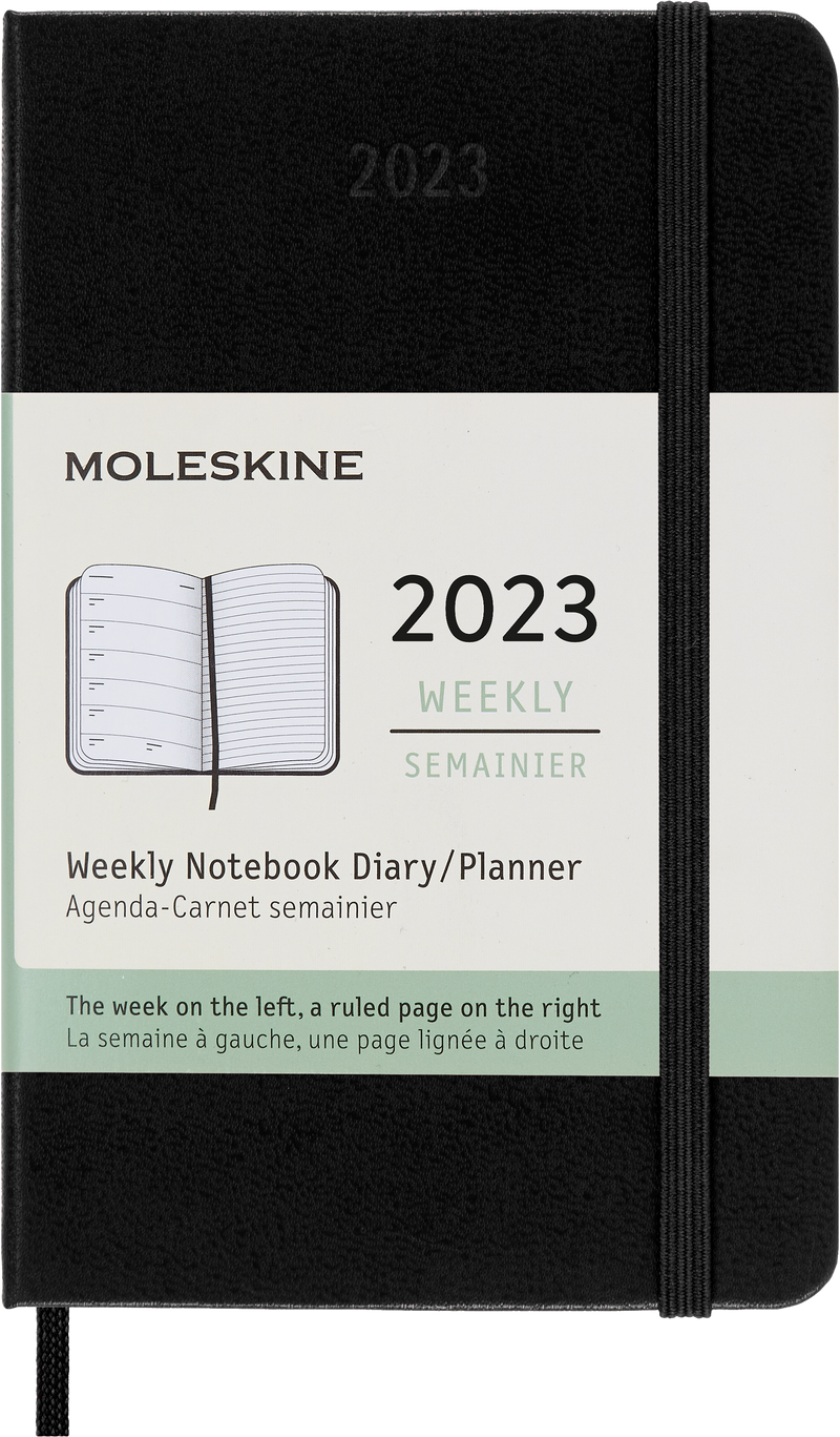Moleskine 2023 Weekly Notebook Planner, 12M, Pocket, Black, Hard Cover (3.5 x 5.5)